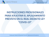 COVID-19. Aplazamientos